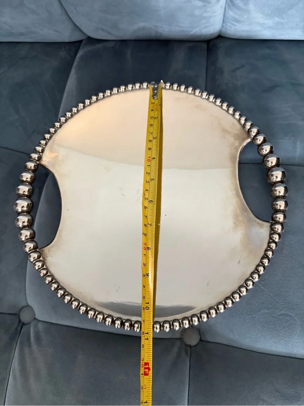 Silver tray with ball accents